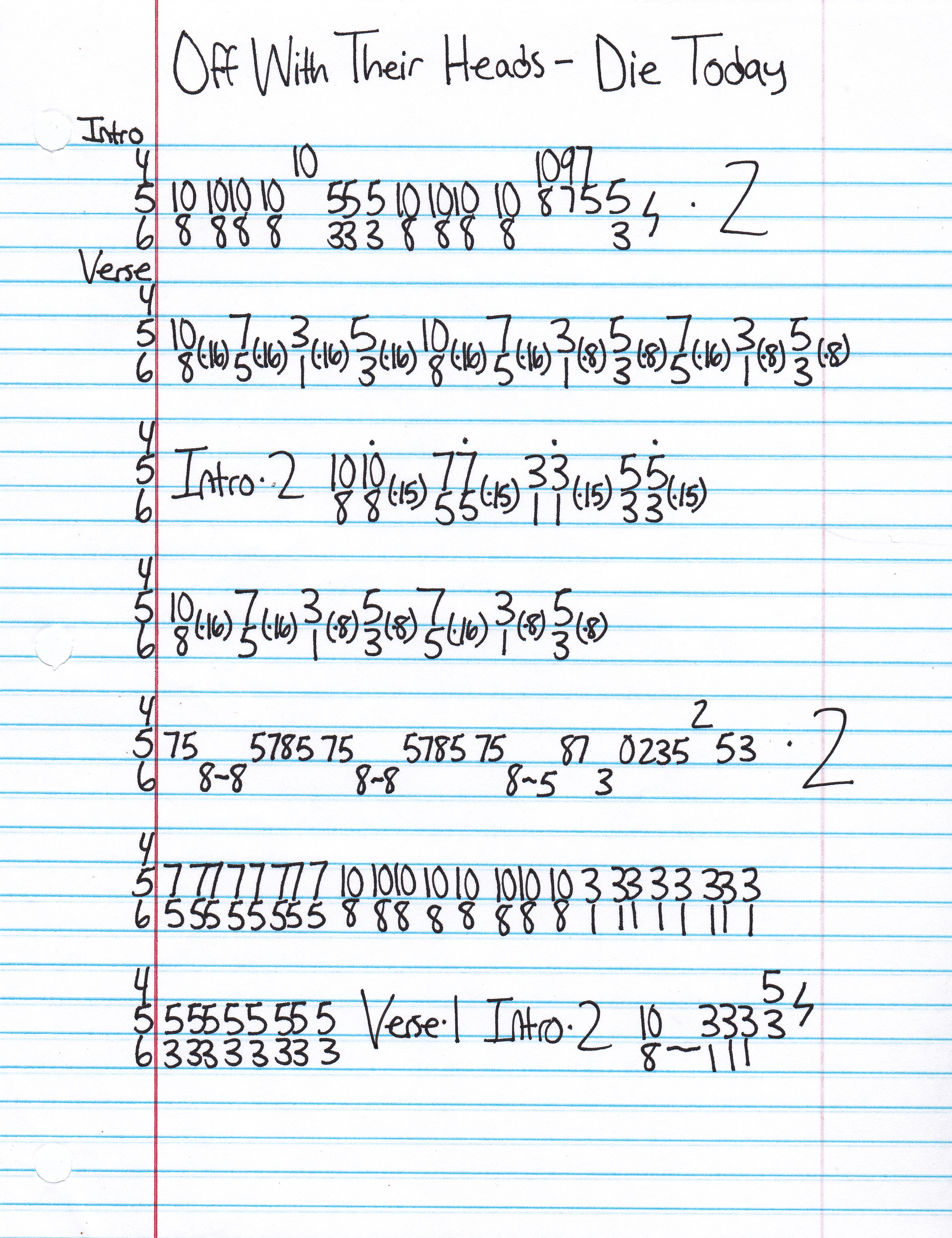 High quality guitar tab for Die Today by Off With Their Heads off of the album Hospitals EP. ***Complete and accurate guitar tab!***